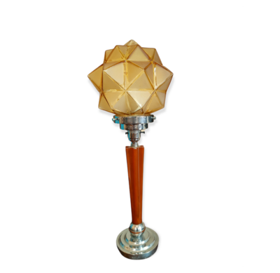 Art Deco Amber Phenolic Column Lamp