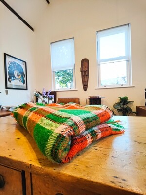 Large Woolen Vintage Blanket