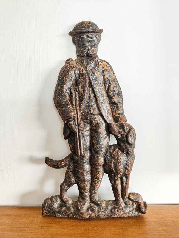 Cast Iron Victorian  'Gun dog and his Master' decorative piece.