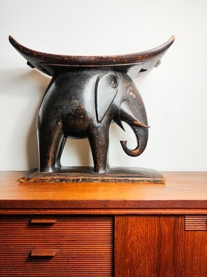 Ashanti Carved Wooden Elephant Stool