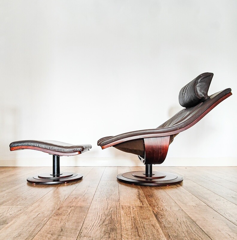 Nelo 'Move' Leather Armchair with Ottoman by Takashi Okamura & Erik Marquardsen