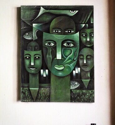 A large unframed oil on canvas by Clemente Segrera (Cuban, b.1951)