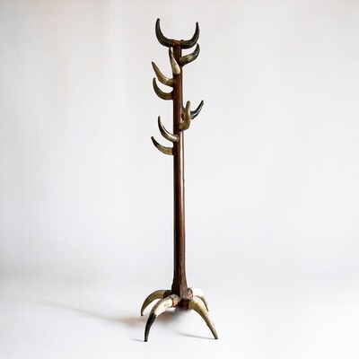 A Late 19th Century Scottish Steer Horn and Oak Estate Made Coat Stand