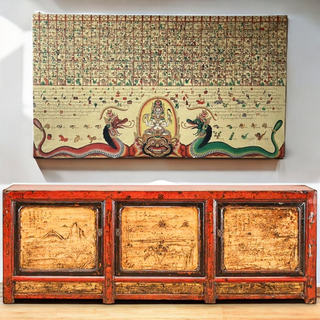 Vintage Balinese Astrological Calendar Painting