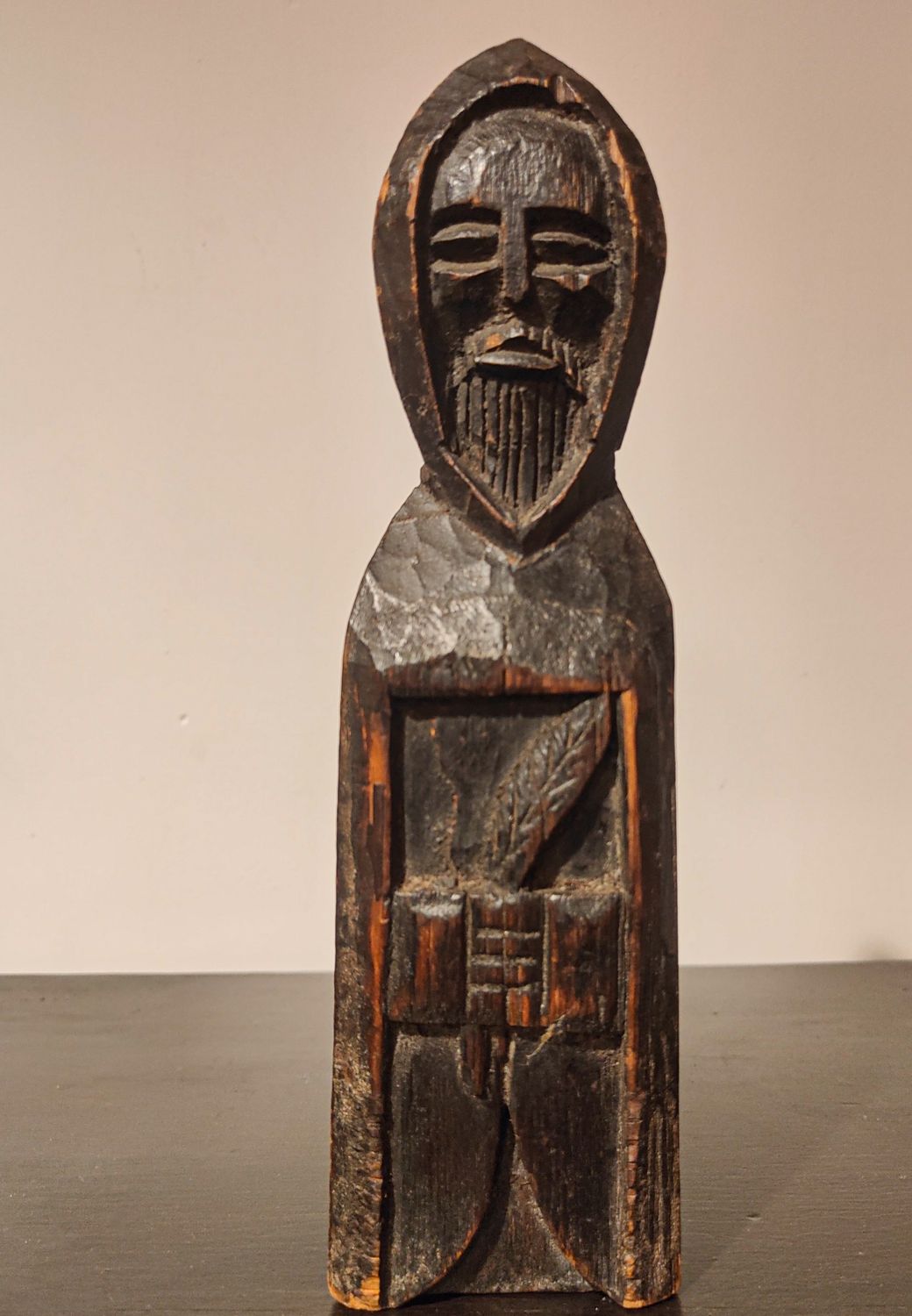 French Folk Art 19th Century Carved Monk