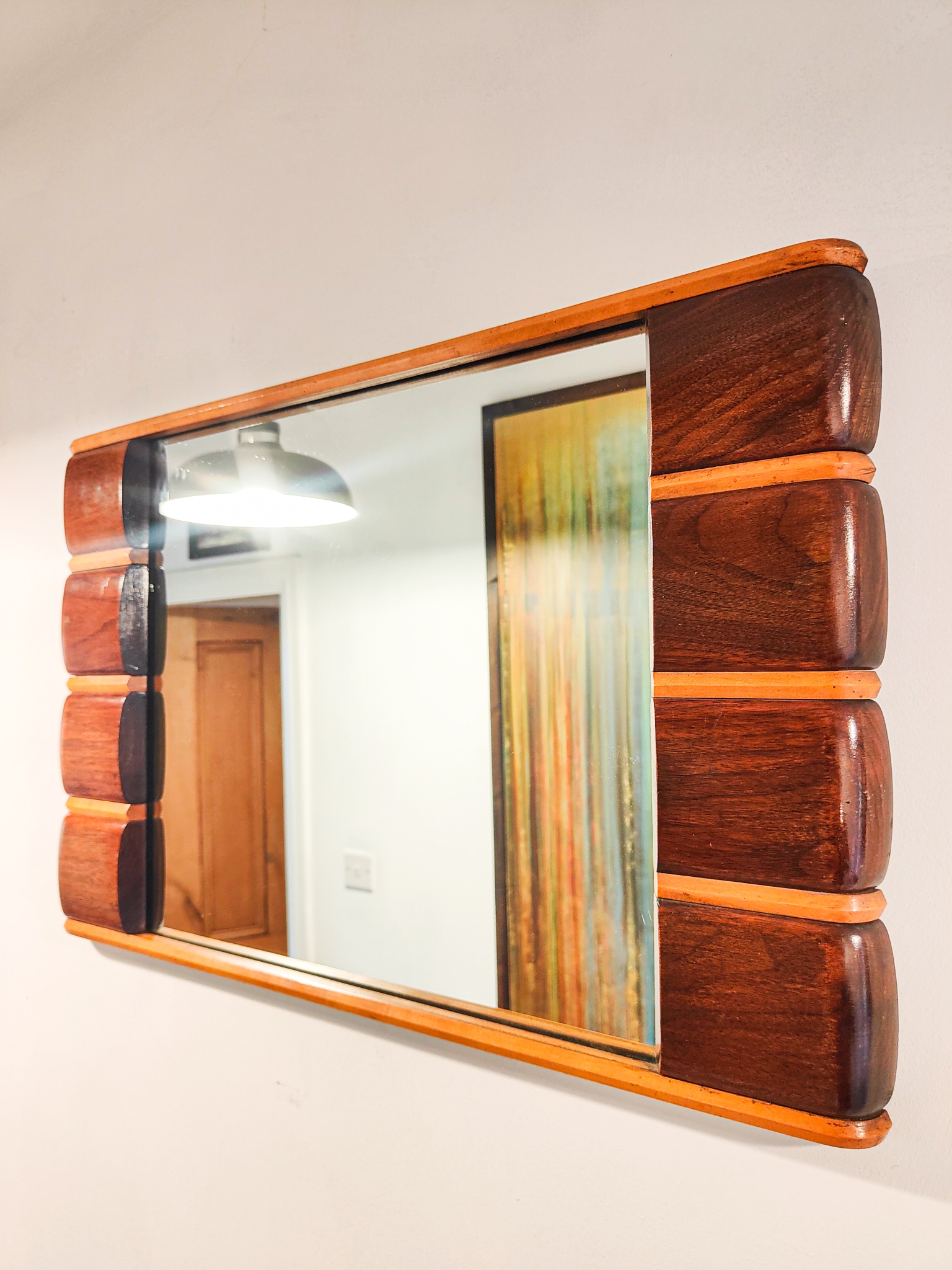 Art Deco Inlaid Walnut Mirror, 1930s