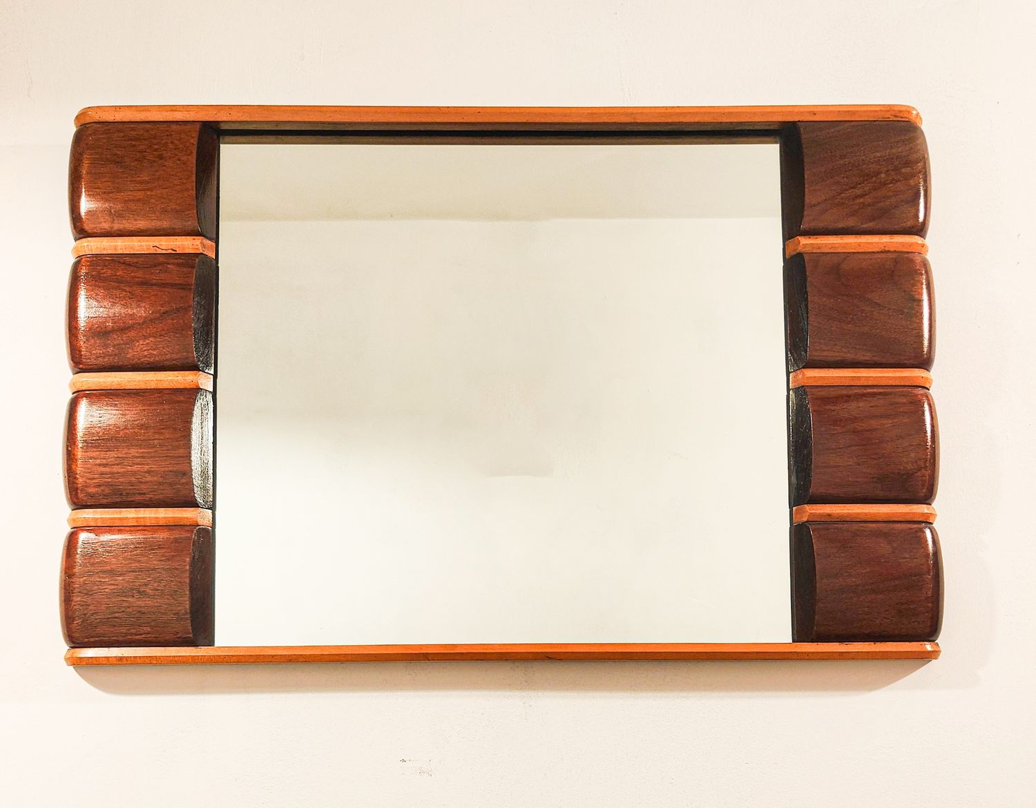 Art Deco Inlaid Walnut Mirror, 1930s