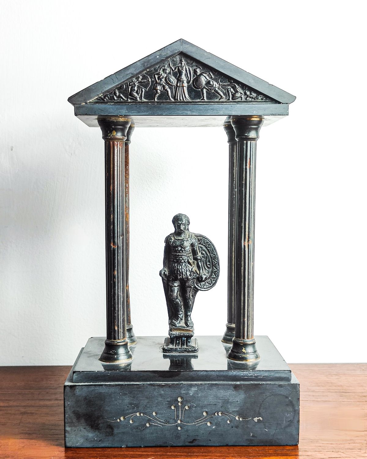 Antique Grand Tour Souvenir: Roman Temple with Soldier Figure (c. 19th Century)