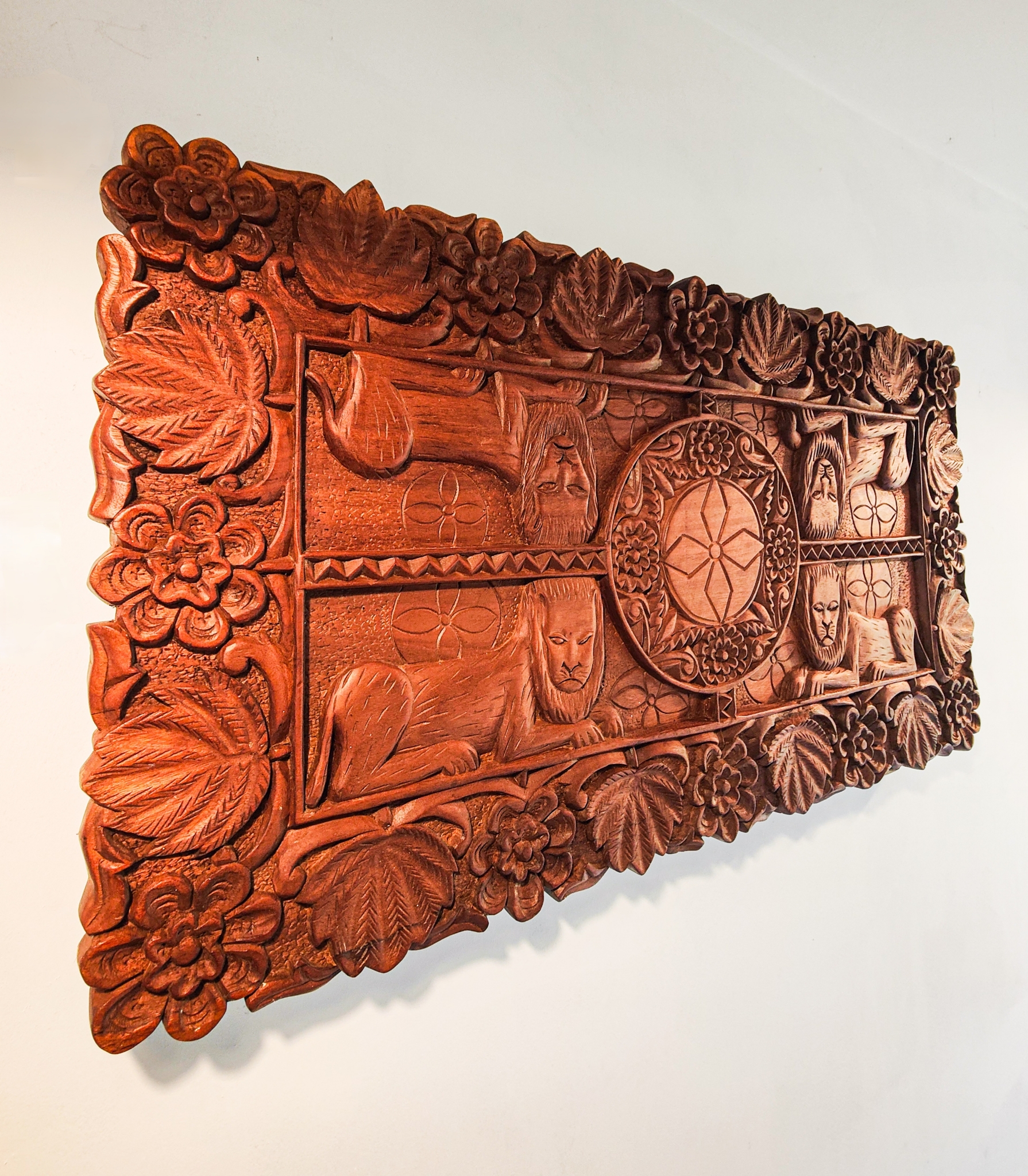 Carved Hardwood Tribal Panel