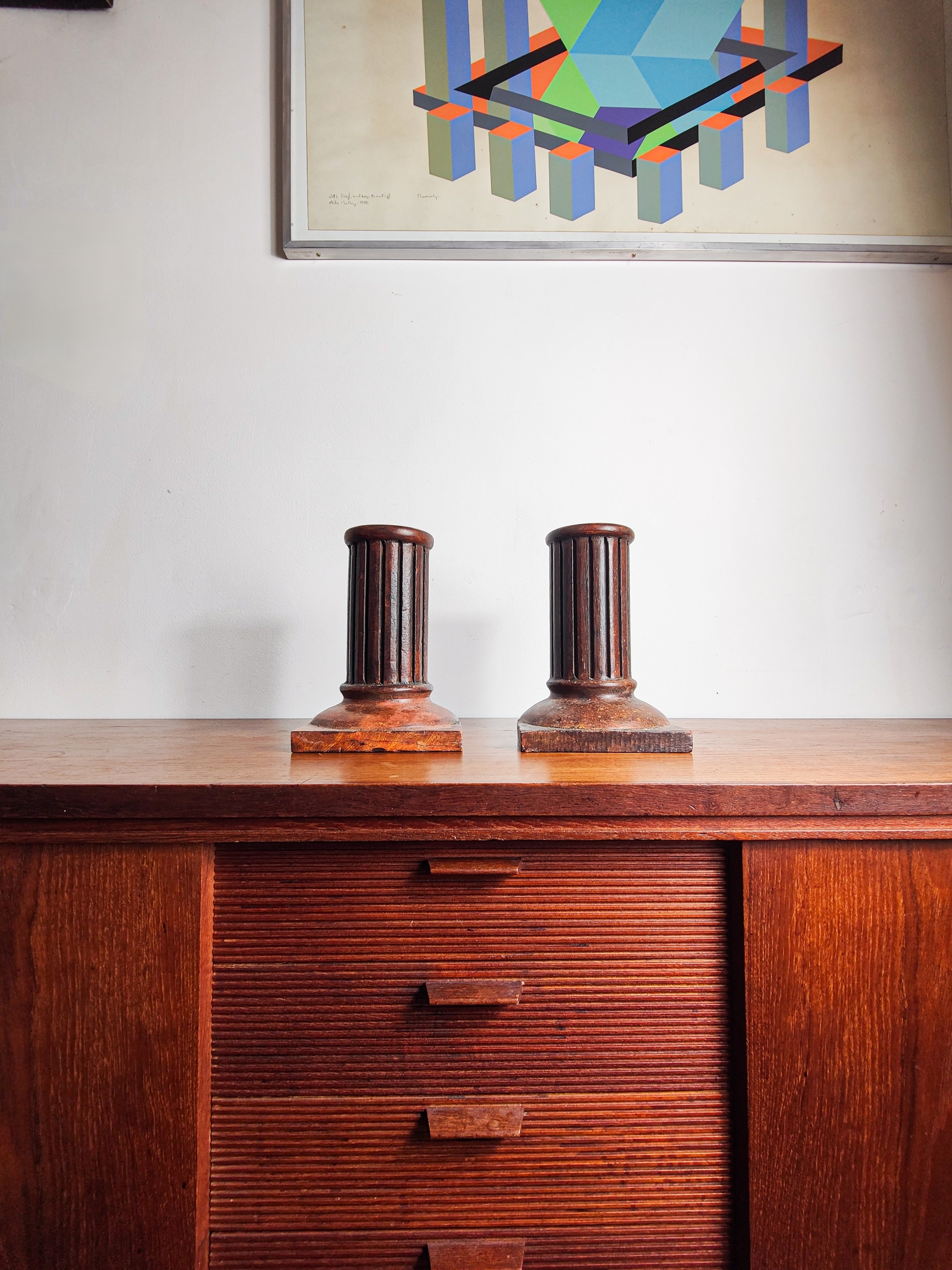 David Linley Style Mahogany Column Book Ends