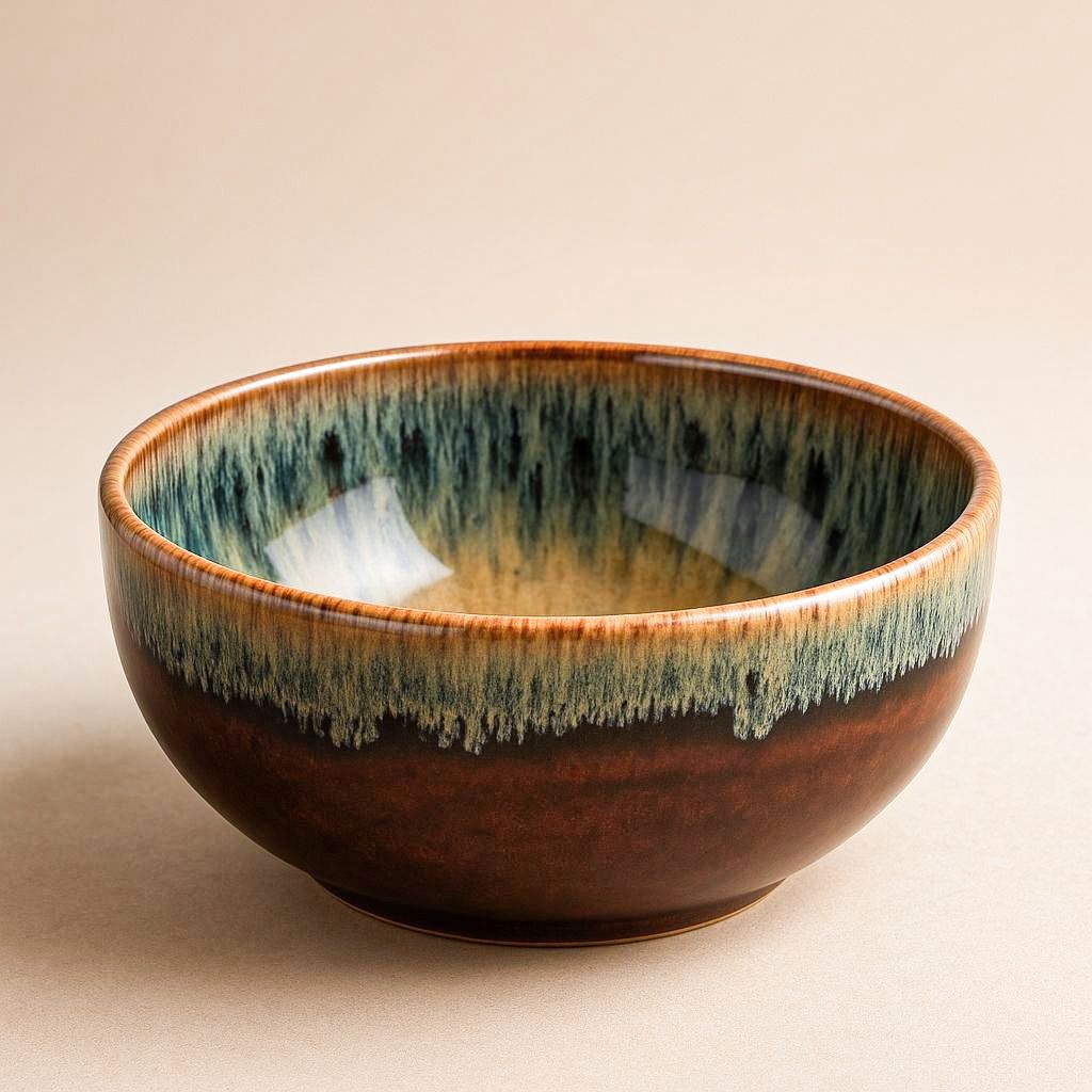 Reactive Glaze Serving Bowl - Earth & Ocean Tones