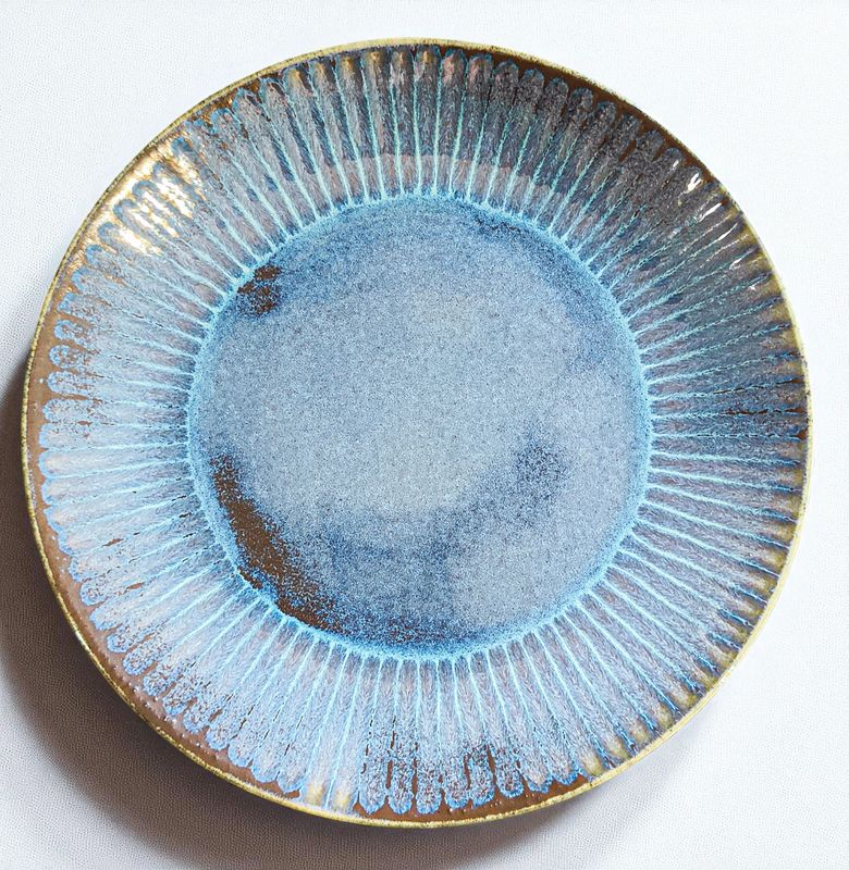 Hand-Crafted "Celestial Ripple" Ceramic Plate