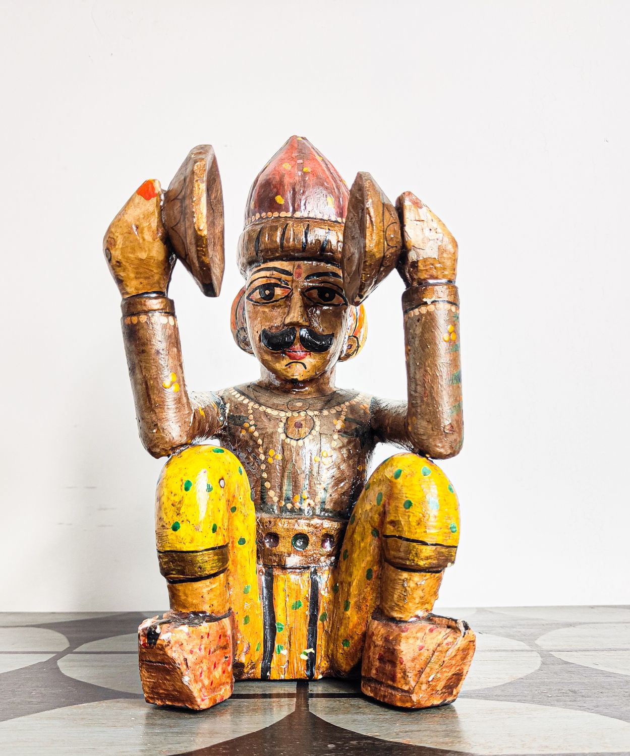 Rajasthani Cymbal Player Folk Art Sculpture