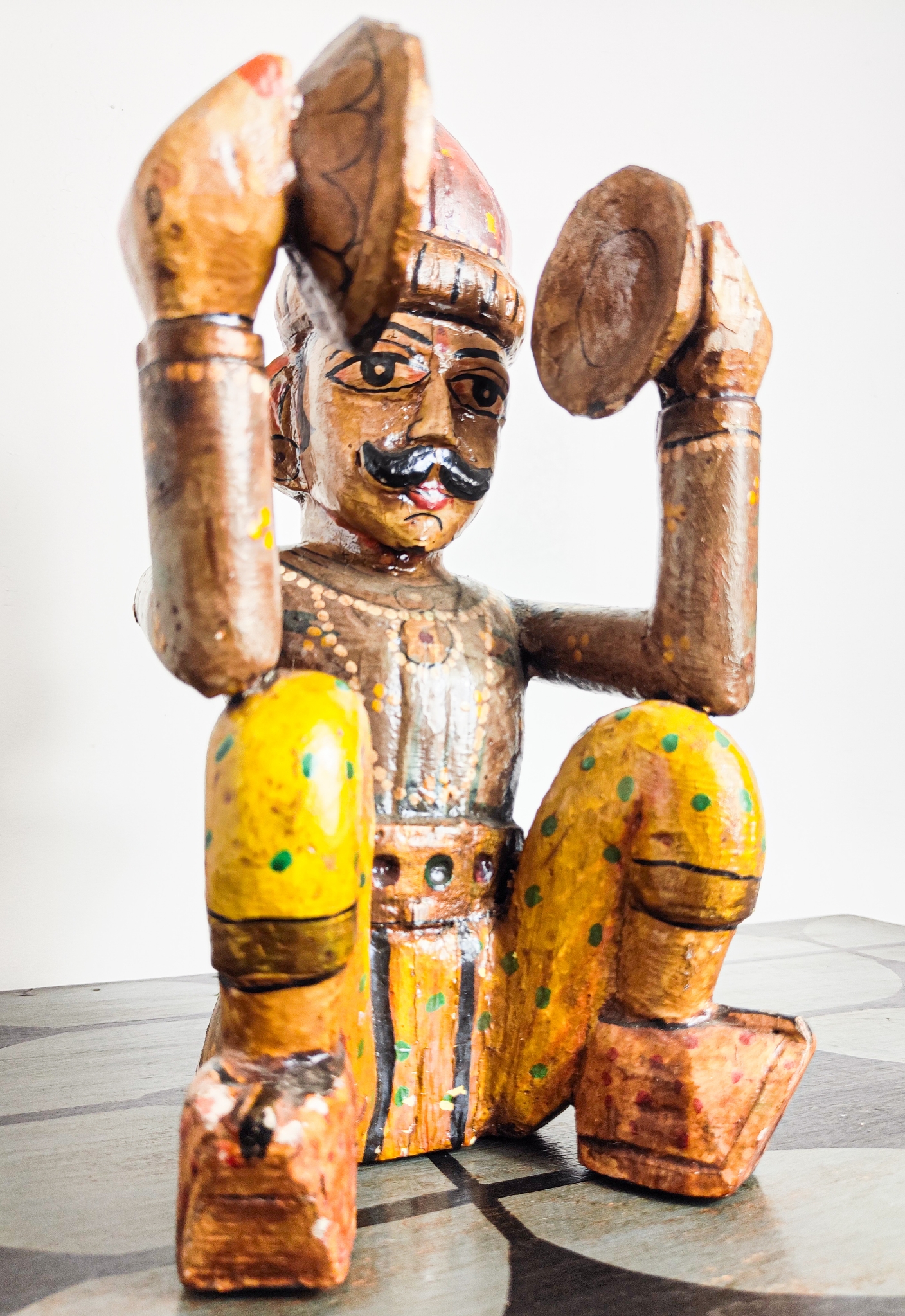 Rajasthani Cymbal Player Folk Art Sculpture