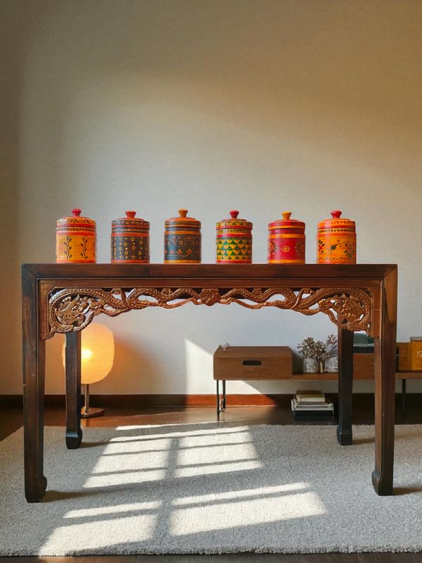 Indian Wooden Hand Painted Spice Boxes