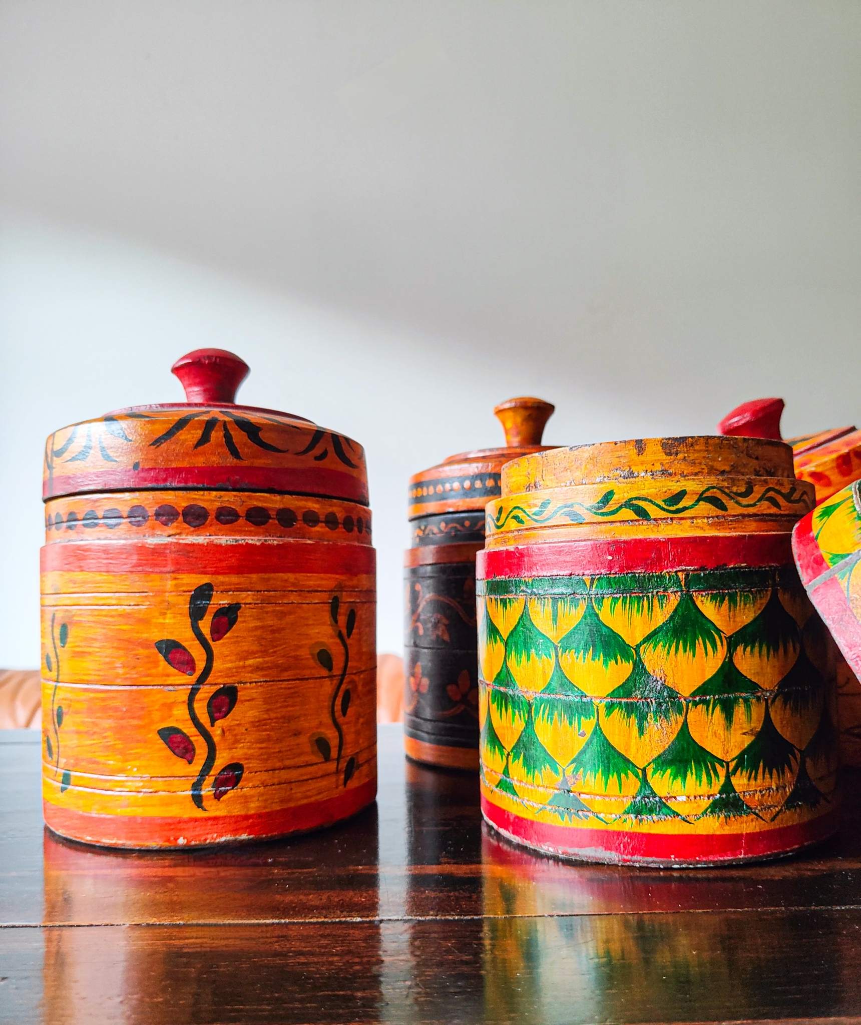 Indian Wooden Hand Painted Spice Boxes