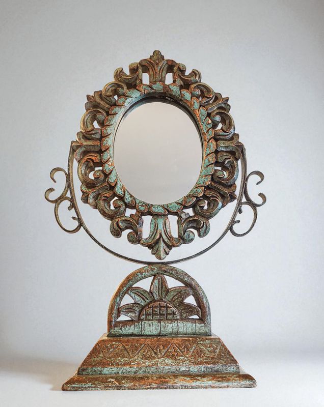 Ornate Indian Carved Vanity Mirror