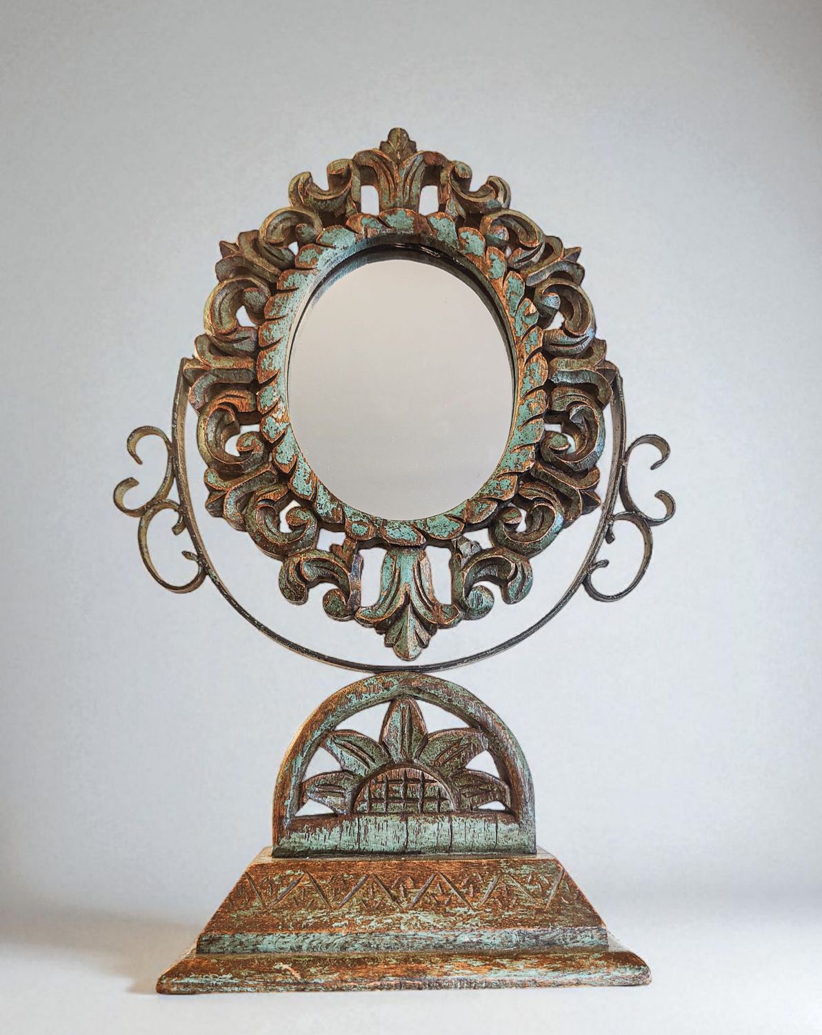 Ornate Indian Carved Vanity Mirror
