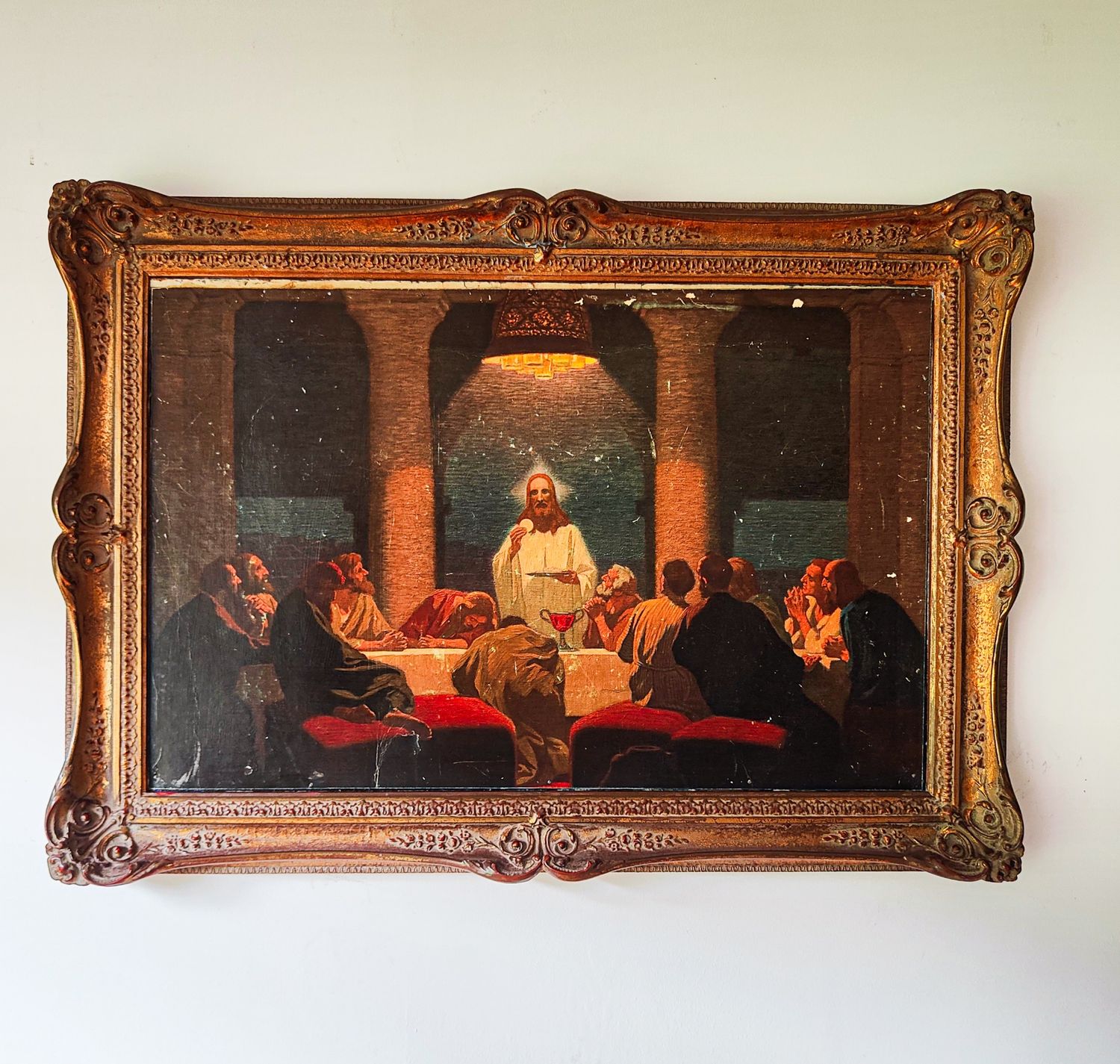 Last Supper 1930s Framed German Print Last Supper 1930s Framed German Print