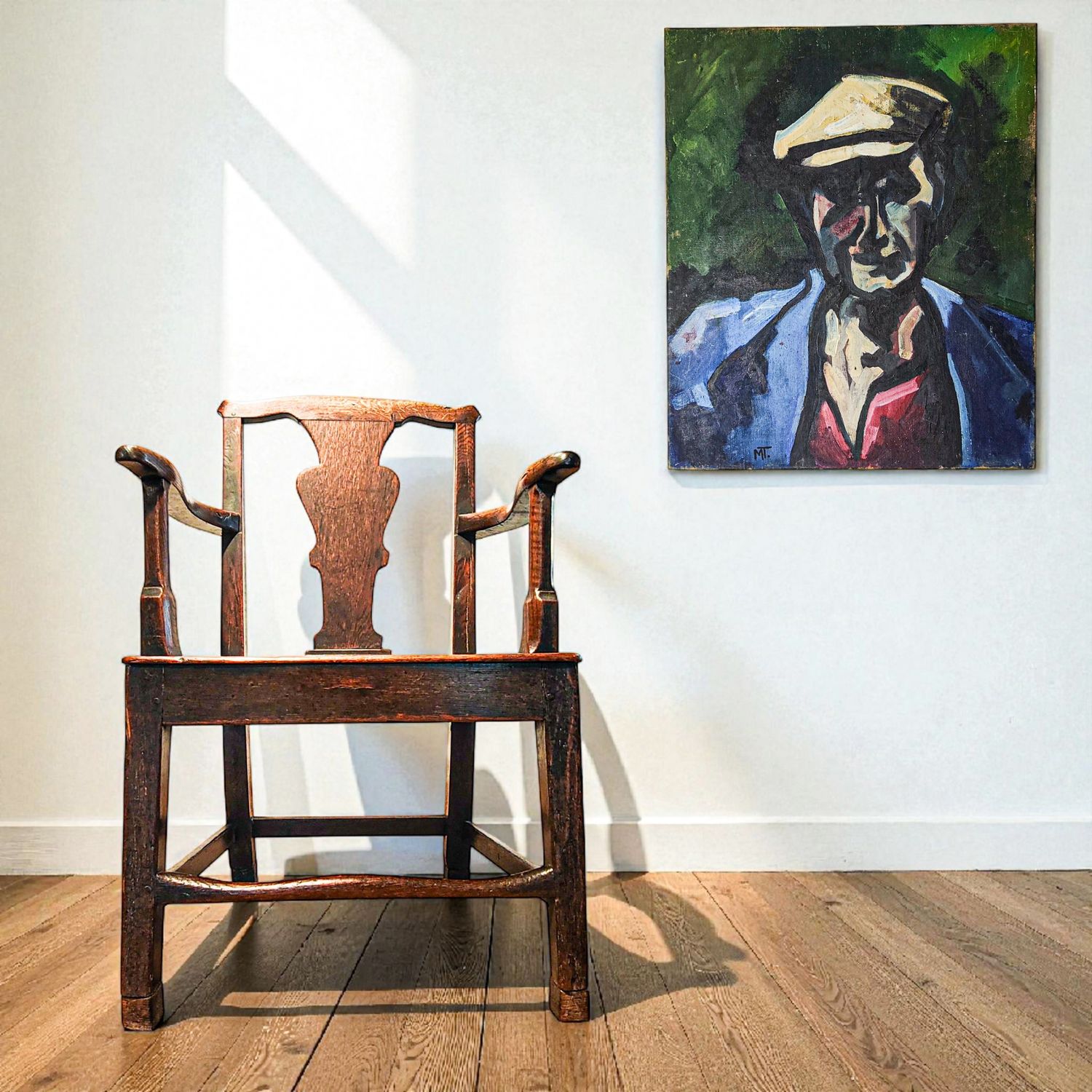 Oil on Canvas Man in a Flat Cap Portrait by Martin Tate