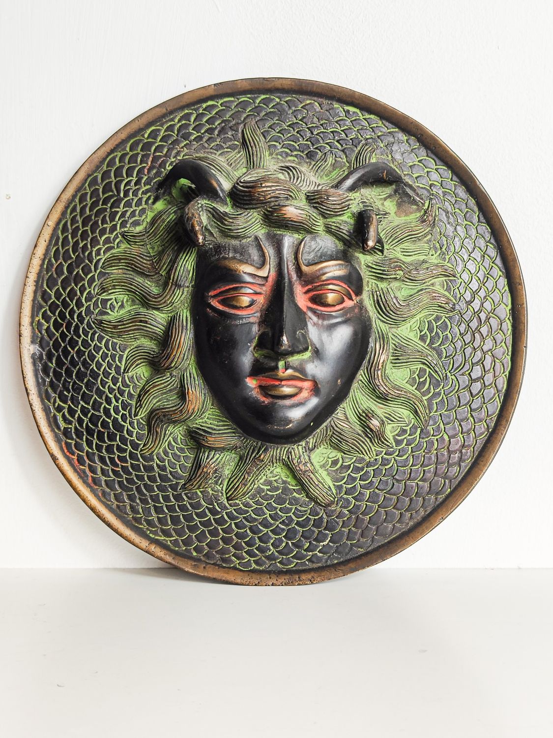 The Gorgon's Gaze: Vintage Bronze Medusa Wall Plaque The Gorgon's Gaze: Vintage Bronze Medusa Wall Plaque