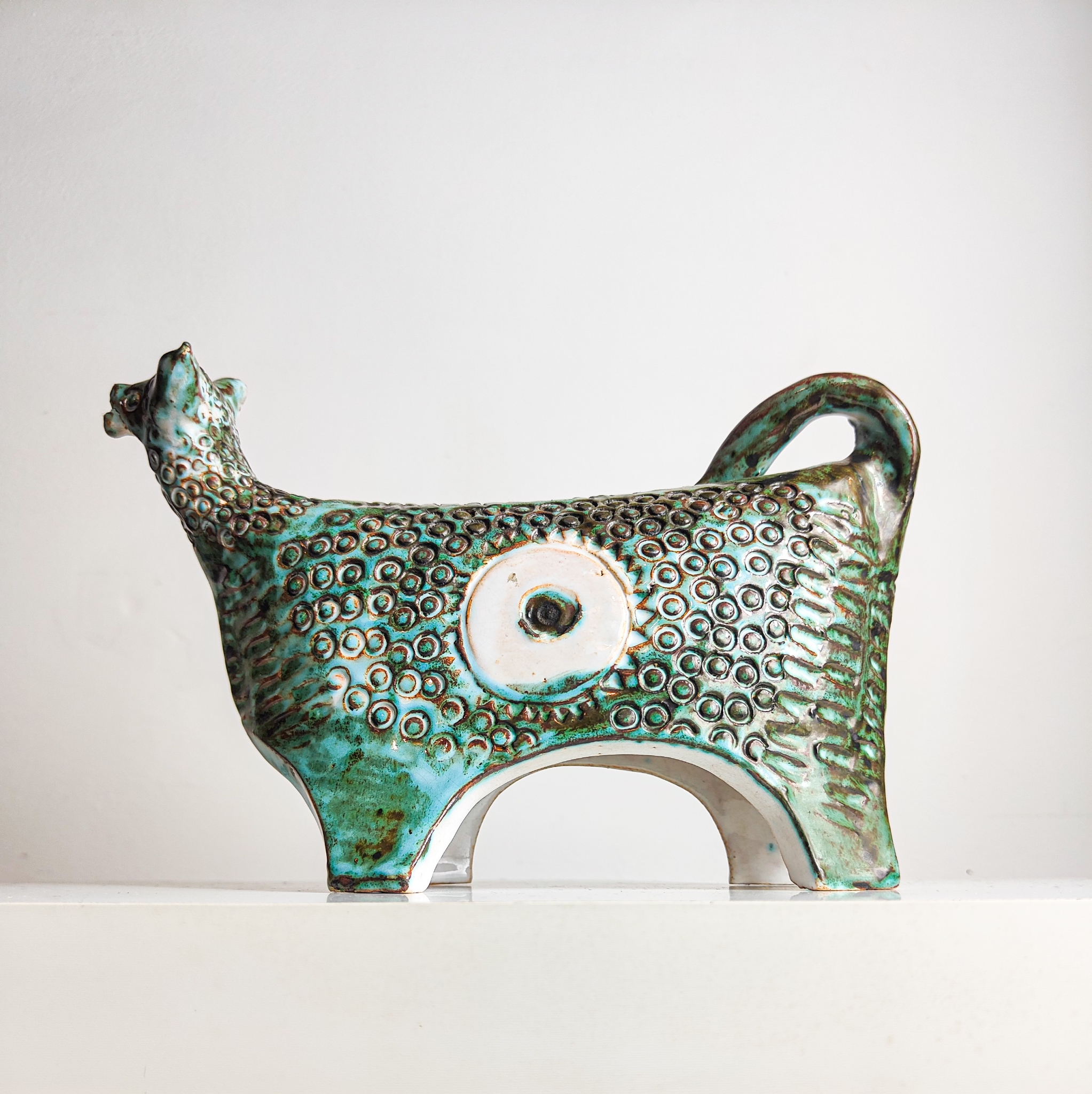 Studio Ceramic Bull Rimini Blue Style 1960s