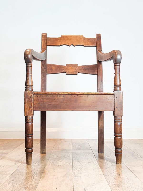 Welsh 19th Century Pitch Pine Country Armchair Welsh 19th Century Pitch Pine Country Armchair