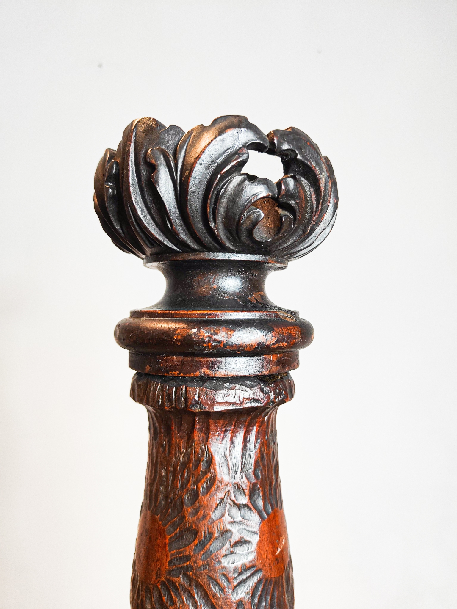 English 19th Century Oak Candlestick Holder/ Floor Lamp