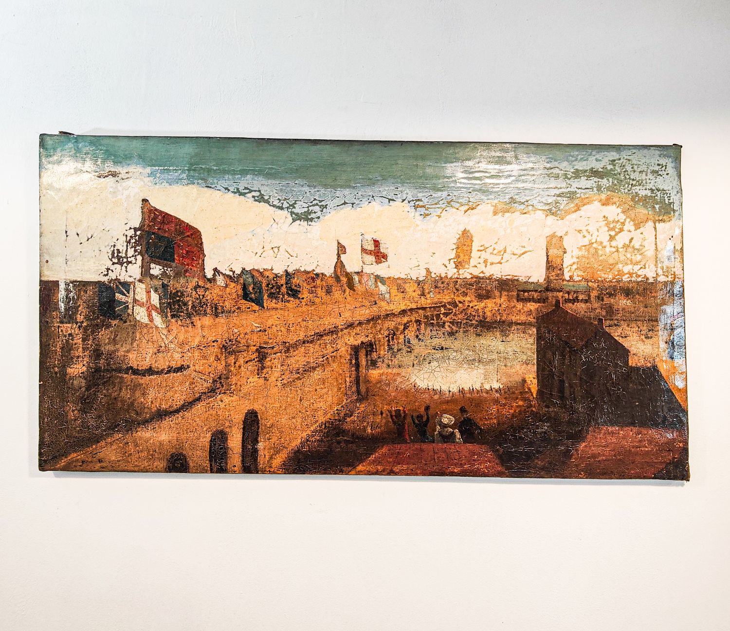 Antique 19th Century British School Oil on Canvas: A Maritime Celebration