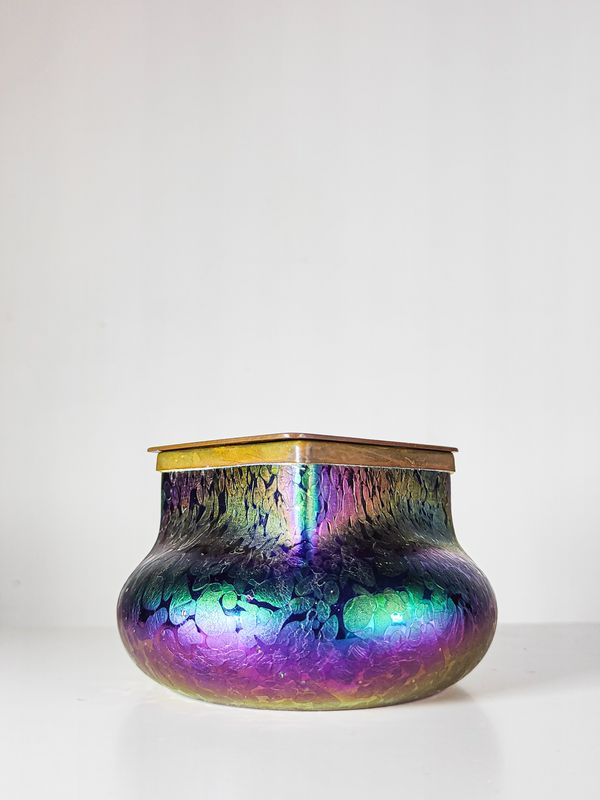 Art Nouveau Iridescent Glass Inkwell by Kralik Circa 1900–1915 Art Nouveau Iridescent Glass Inkwell by Kralik Circa 1900–1915
