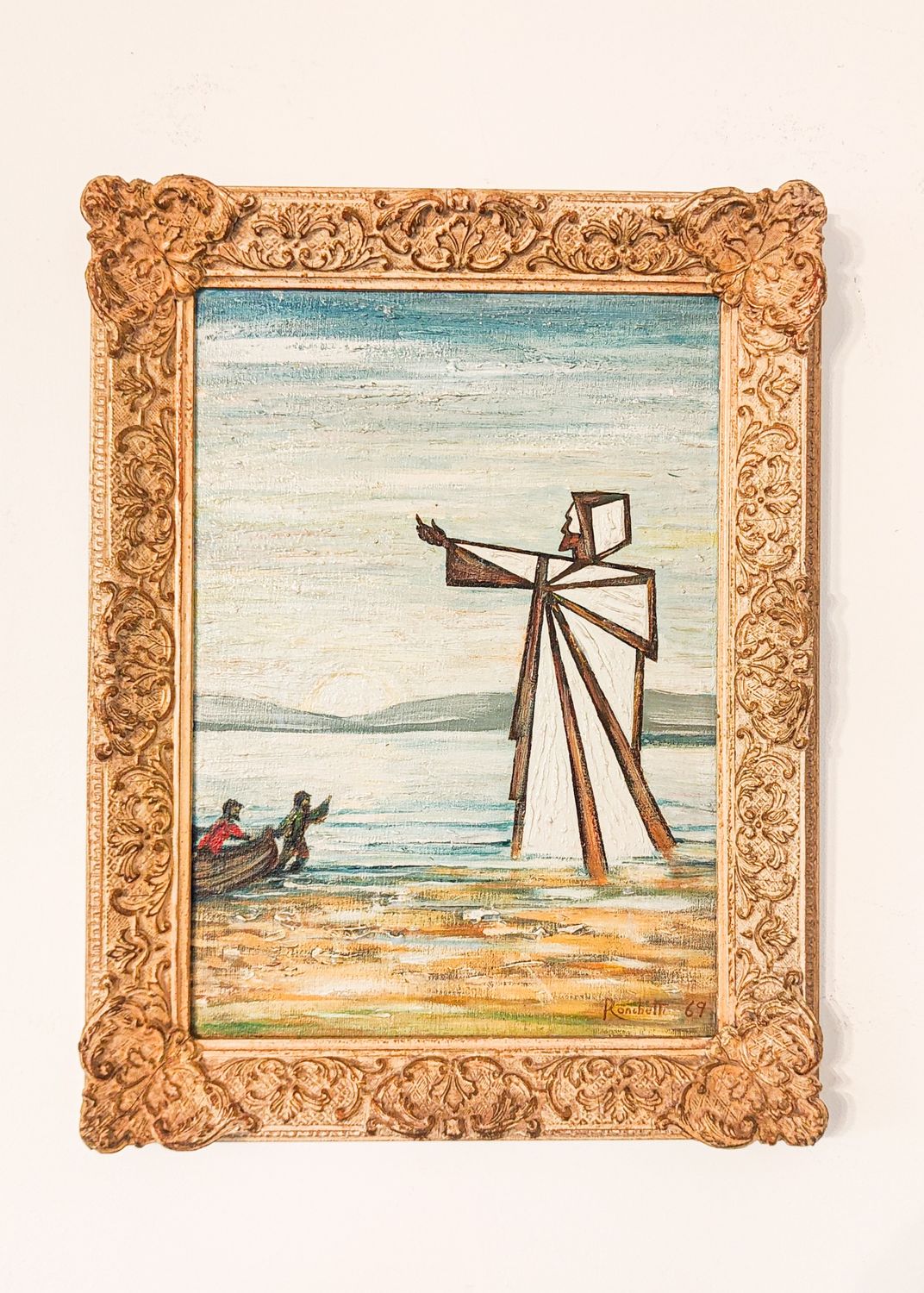 Mid-Century Religious Oil Painting – "Come Follow Me" by Ronchetti (1969)