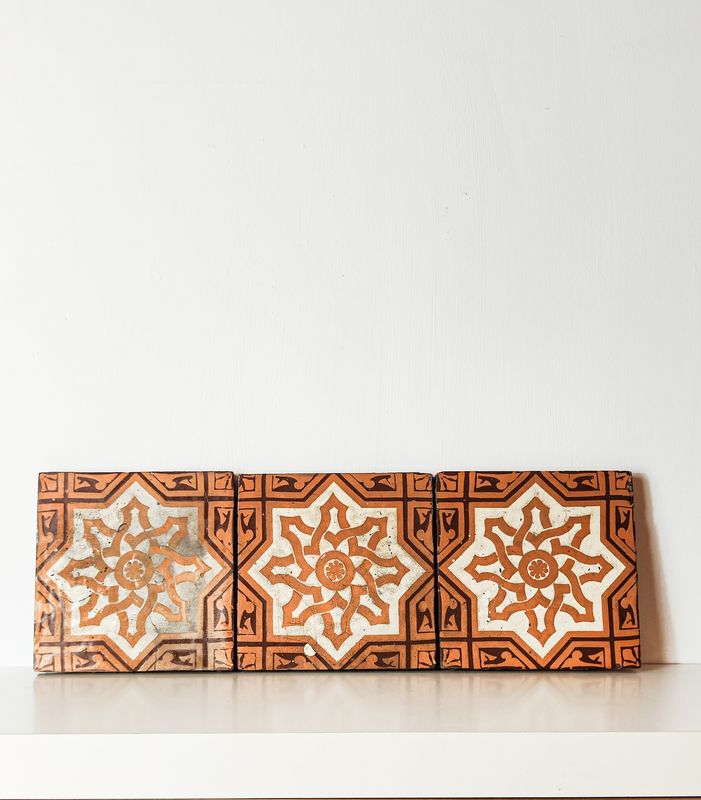 Three Godwin Three Godwin "Pugin" Islamic Knott Antique Encaustic Tiles