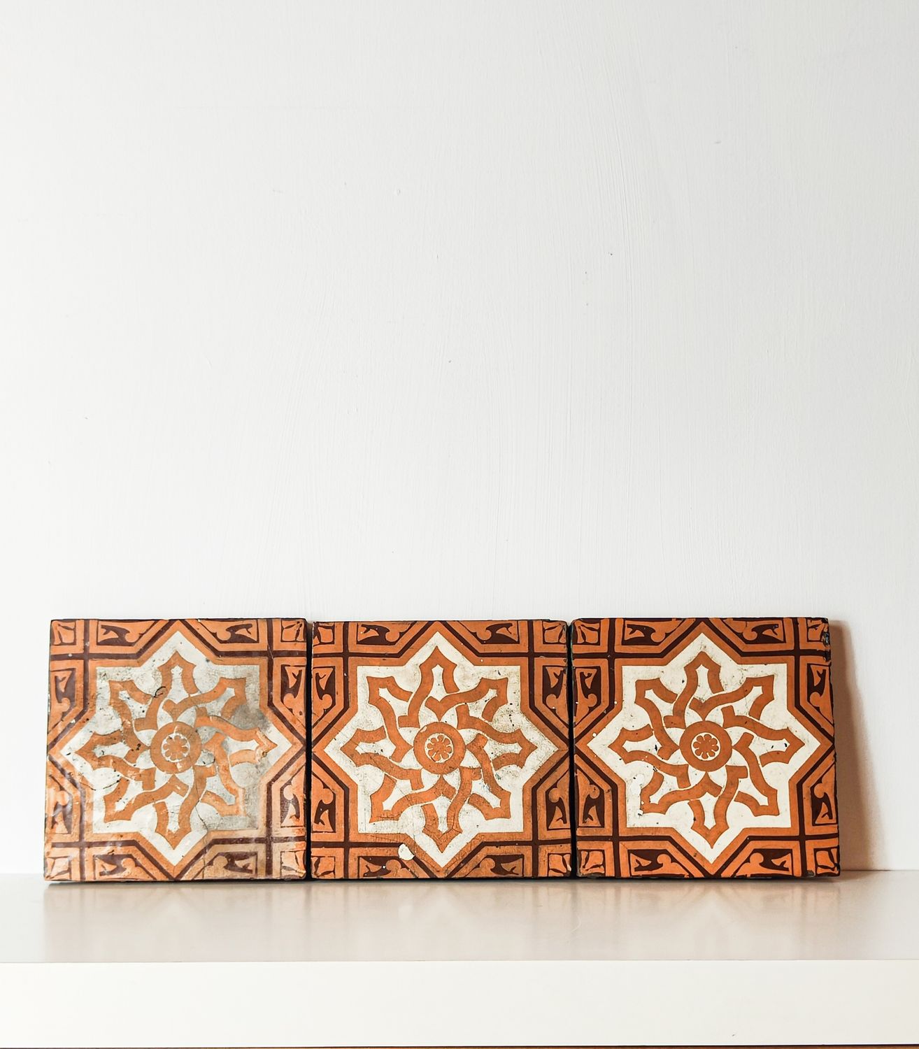 Three  Godwin "Pugin" Islamic Knott Antique Encaustic Tiles