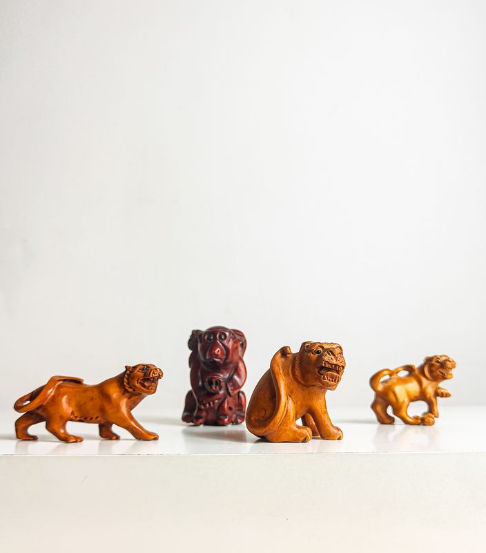 Hand-Carved Boxwood Netsuke Collection Hand-Carved Boxwood Netsuke Collection