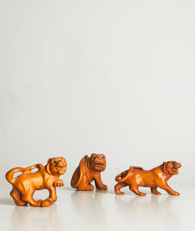 Hand-Carved Boxwood Netsuke Collection