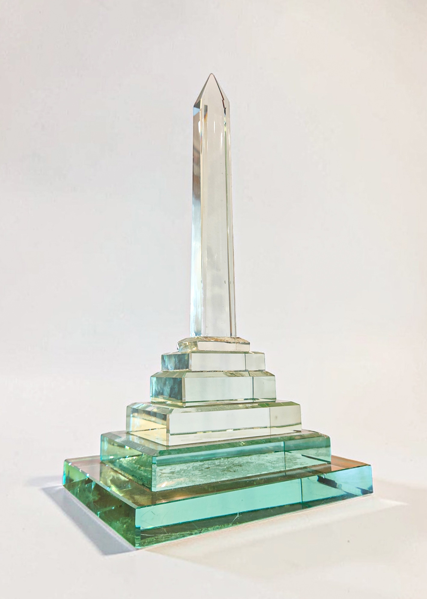 Prism Tower: Multi-Tiered Glass Obelisk Sculpture