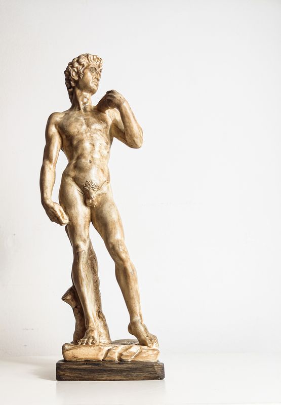 Amilcare Santini Sepia-Toned David Sculpture Amilcare Santini Sepia-Toned David Sculpture