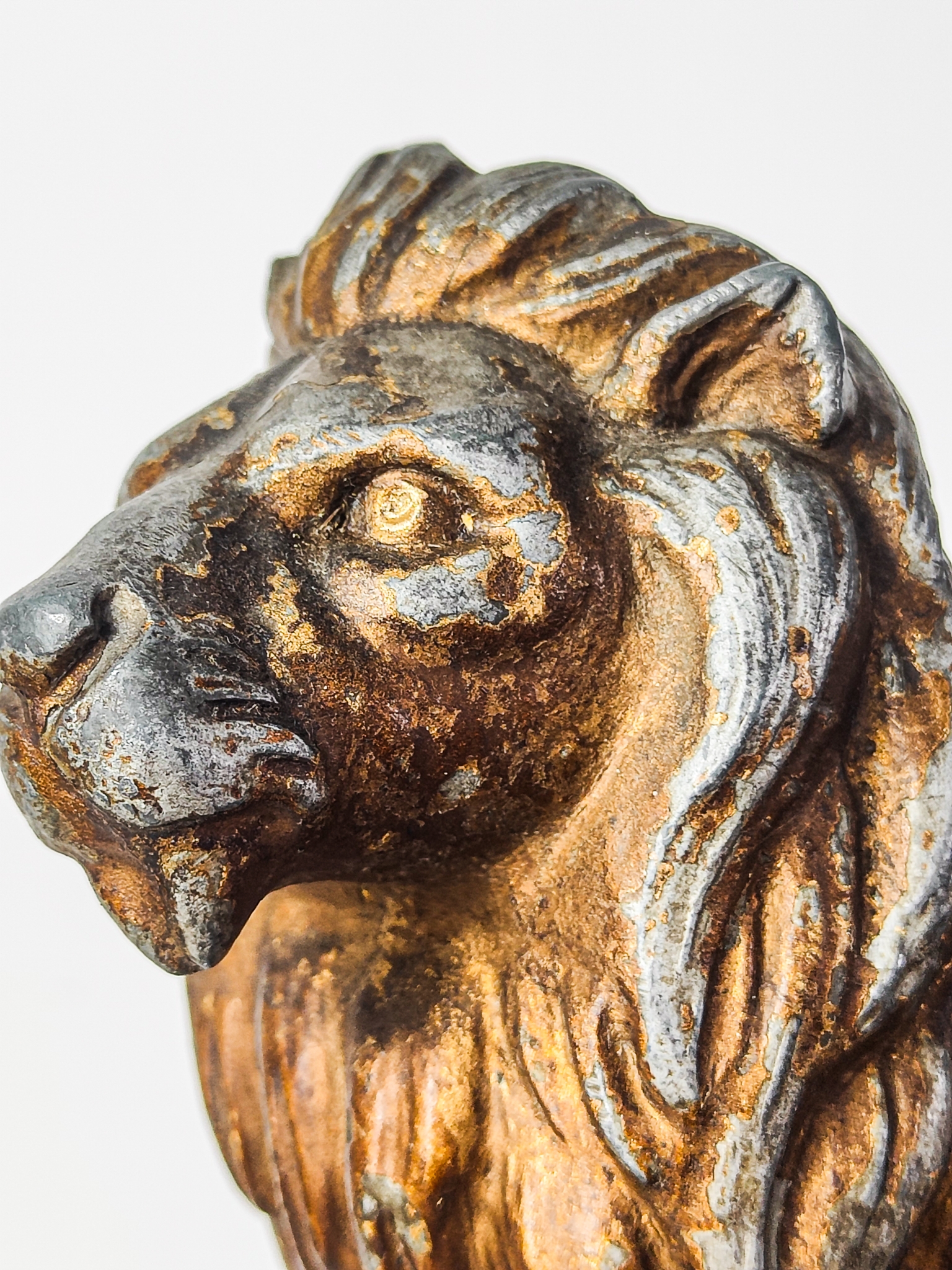 19th Century Cast Metal Lion Finial on Neoclassical Soapstone Pedestal