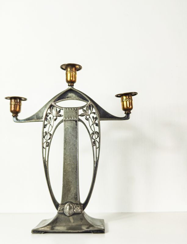 WMF Art Nouveau Pewter & Brass Candelabra