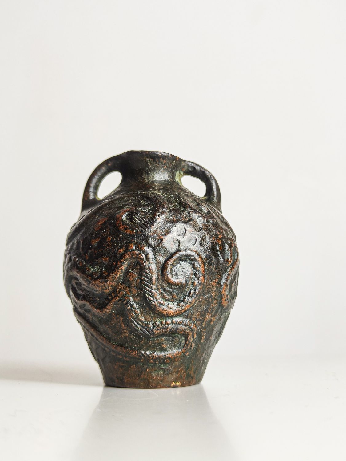 Vintage Greek Bronze Octopus Amphora Vase