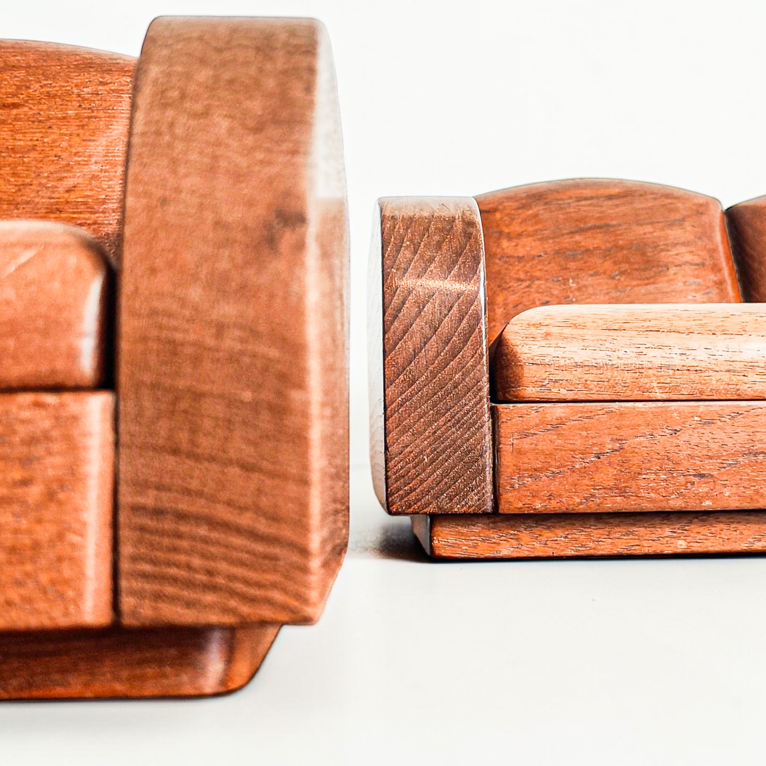 Art Deco Style Miniature Teak Lounge Set | Hidden Jewelry Suite
