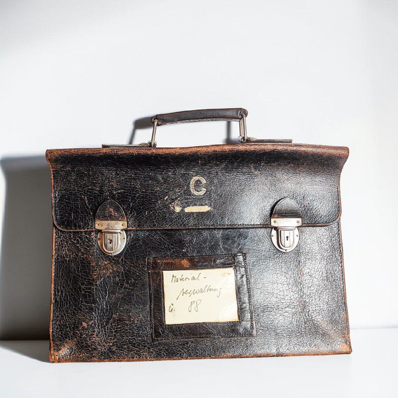 Vintage German Industrial Leather Briefcase
