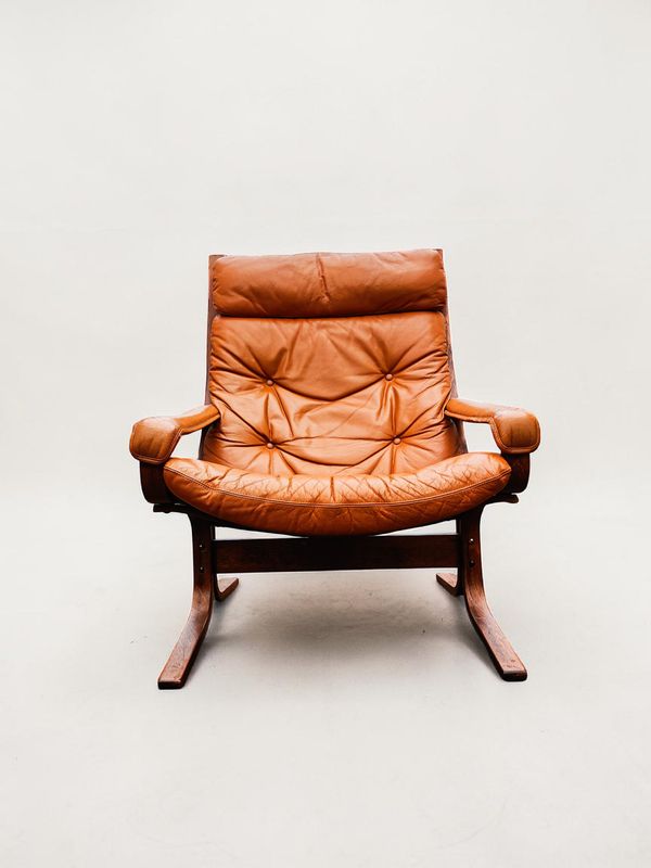 Ingmar Relling Tan Leather High Back Siesta Chair