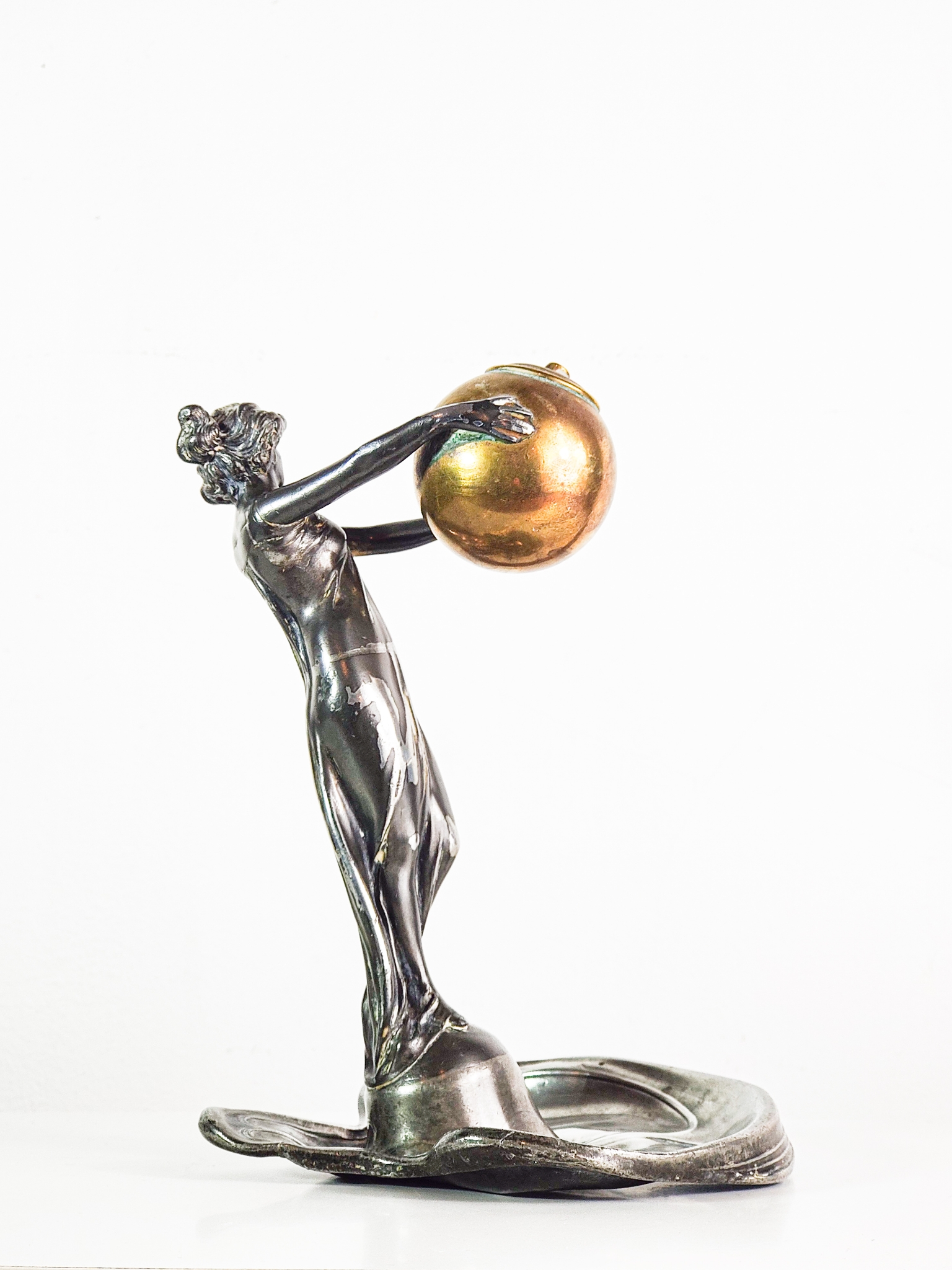 Antique WMF Art Nouveau Silver-Plated Cigarette Lighter & Ashtray  