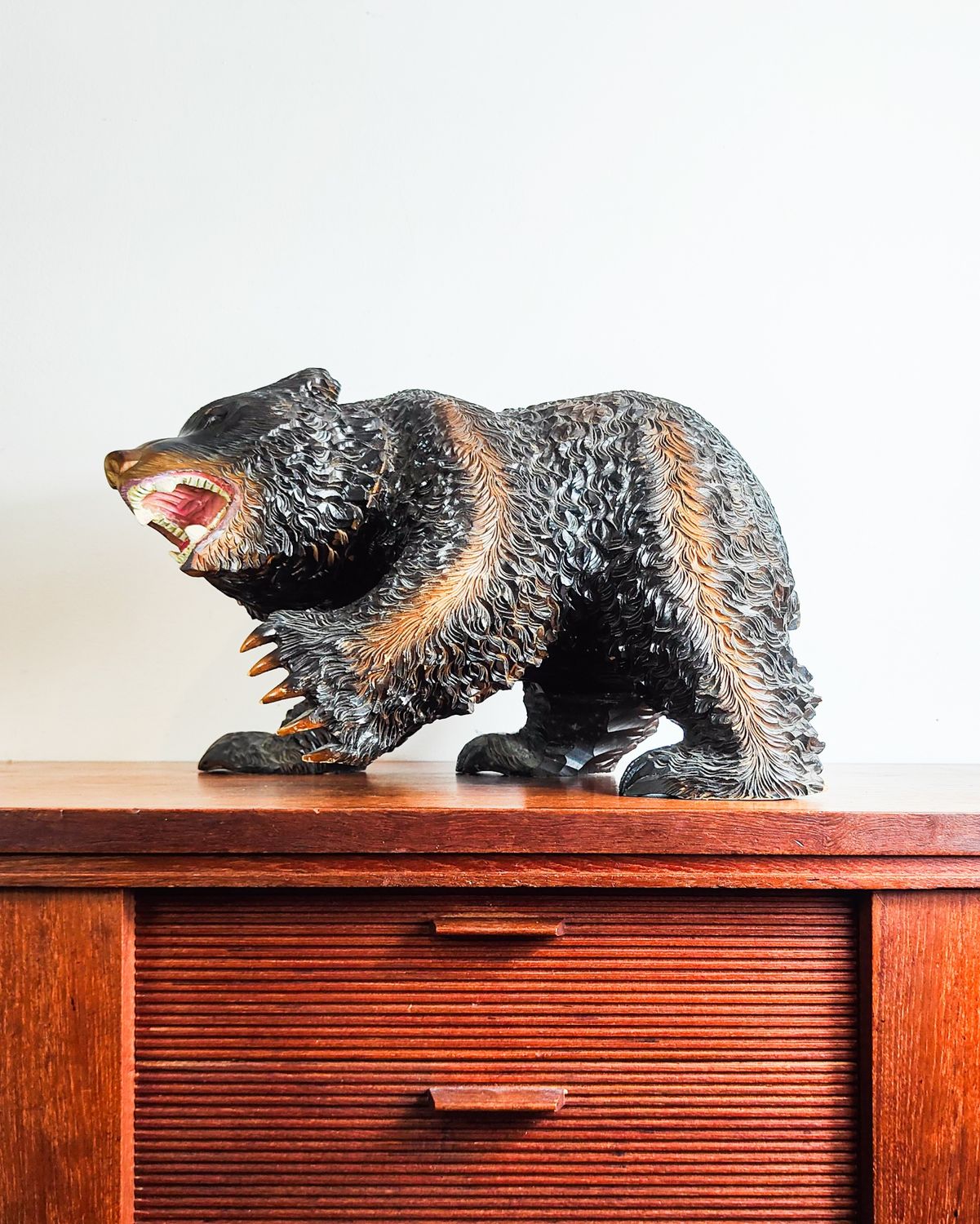 Vintage Large Japanese Carved Wooden Bear (Kibori Kuma)