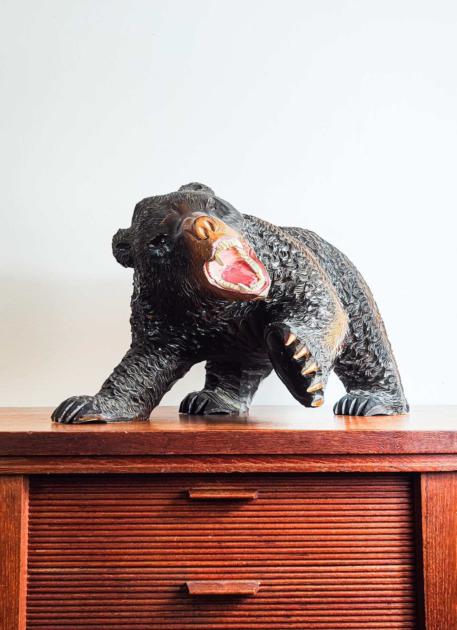 Vintage Large Japanese Carved Wooden Bear (Kibori Kuma)