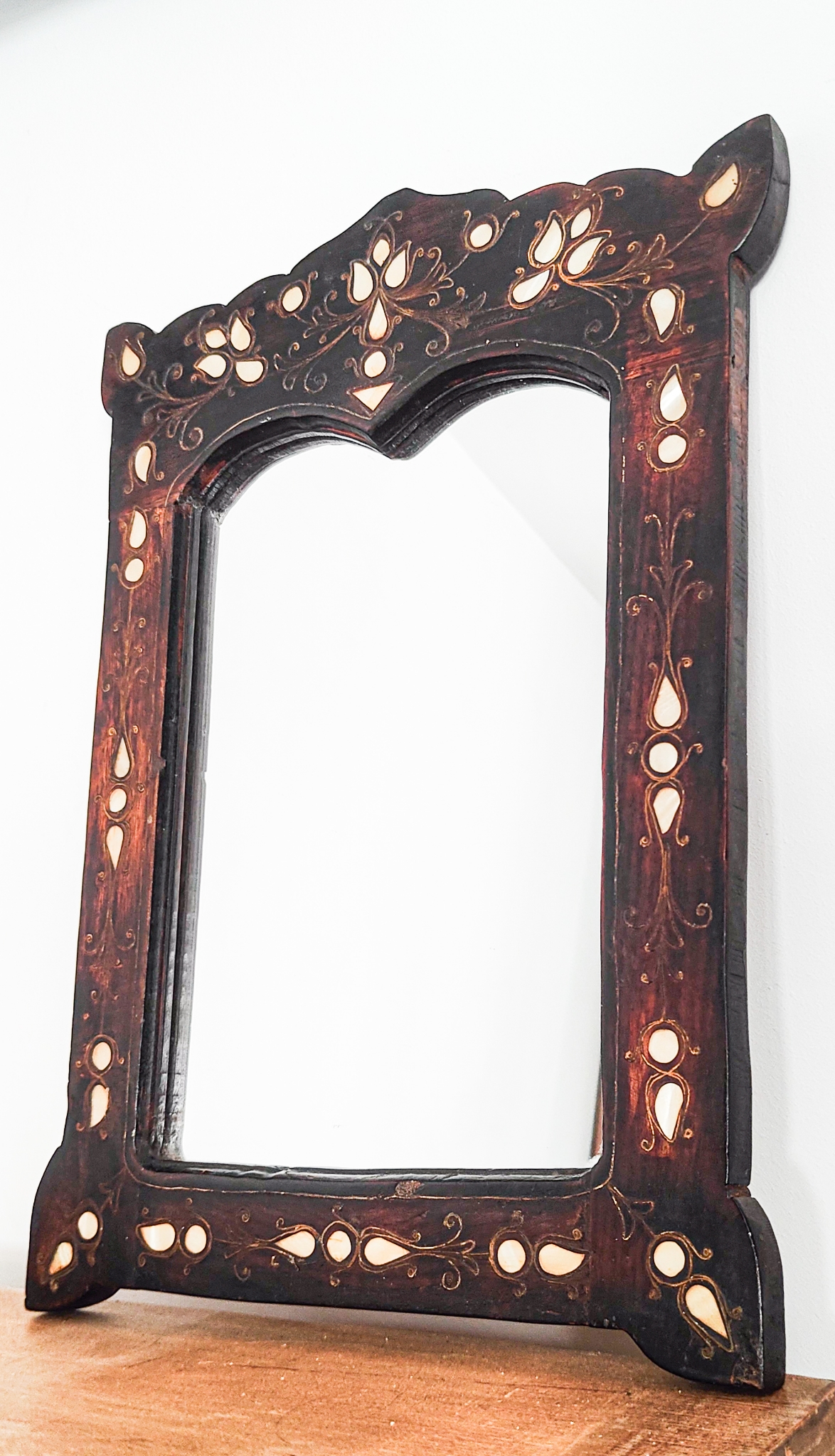 Moroccan Mother of Pearl Inlay Arched Wall Mirror