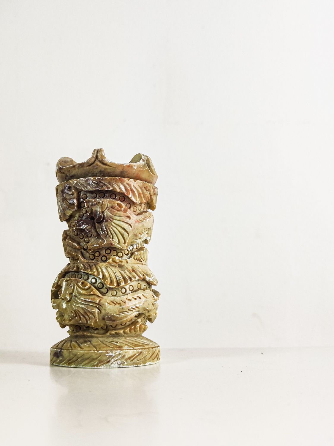 Hand-Carved Soapstone Dragon Totem & Incense Holder