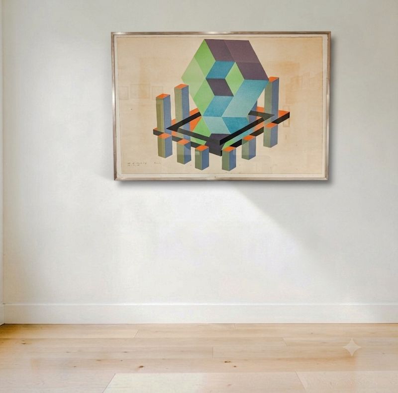 Vintage 1970s Michael Challenger Vintage 1970s Michael Challenger "Threadneedle" Geometric Op-Art Screenprint – Rare Artist’s Proof (A/P)