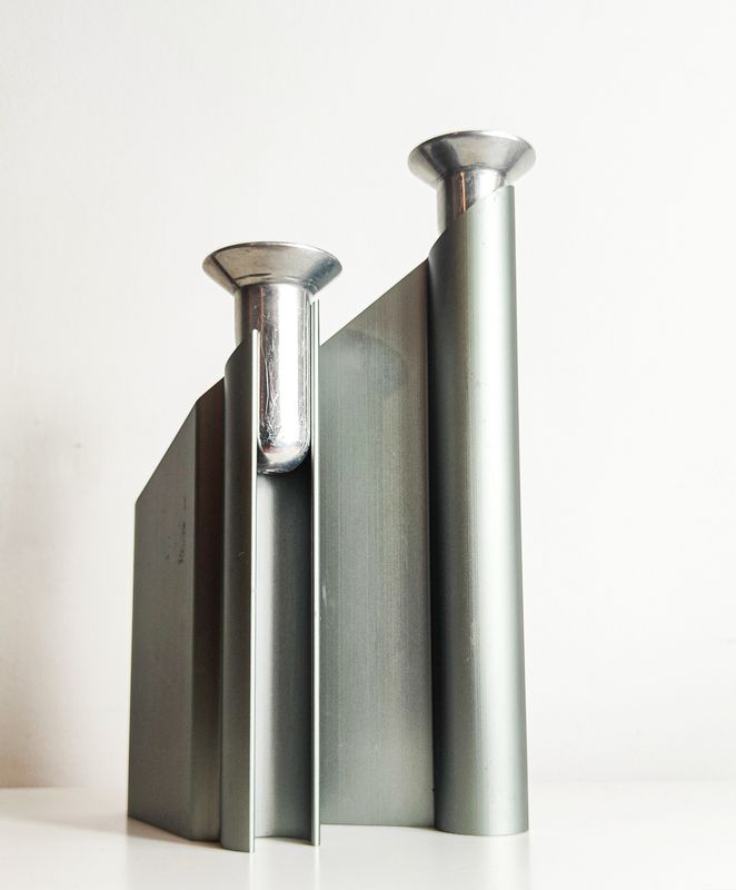 Large Georg Jensen 'Labyrinth' Anodized Aluminum Double Candleholder | Lene Munthe Design Large Georg Jensen 'Labyrinth' Anodized Aluminum Double Candleholder | Lene Munthe Design